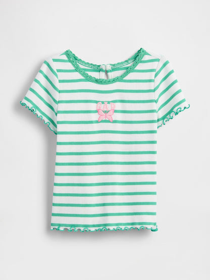 Baby &amp; Toddler Embroidered Logo Rib T-Shirt - BRIGHT MEADOW / 12-18M