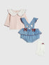 River Island Blue Bow Frill Bloomer 3 Piece Set - Blue / Up To 3 Months (50 - 62cm)
