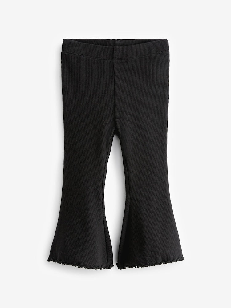 Black Rib Flare Leggings (3mths-7yrs) - Size 3-6 Months (62-68cm) - Black Rib Flare