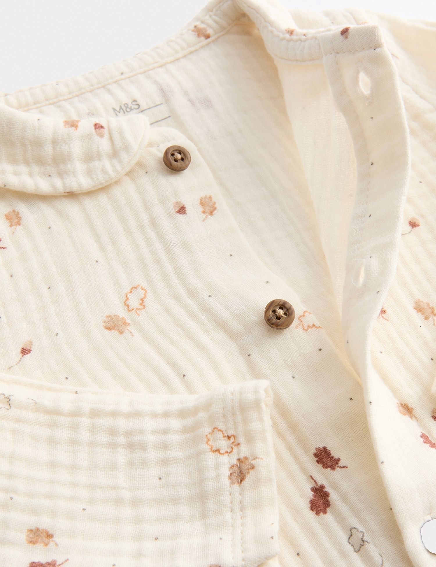 Pure Cotton Woven Leaf Collared All In One (0-12 Mths)