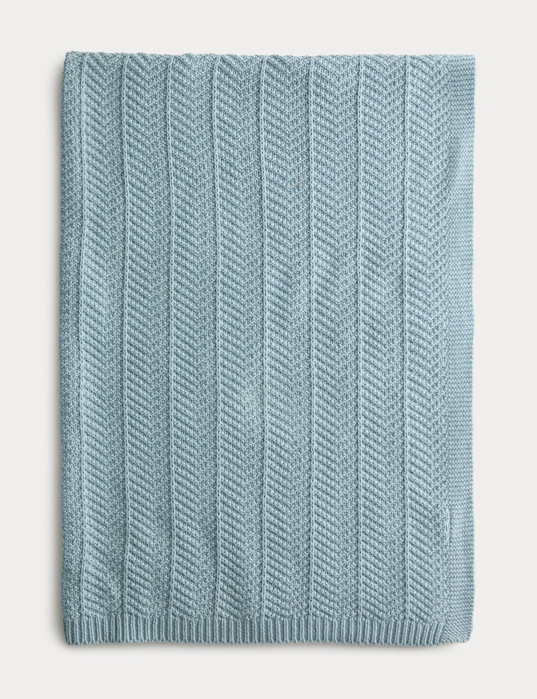 Pure Cotton Knitted Shawl - LIGHT DUCK EGG / 1SIZE