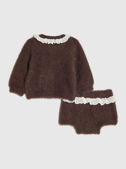 River Island Brown Swan Caridgan &amp; Shorts Set