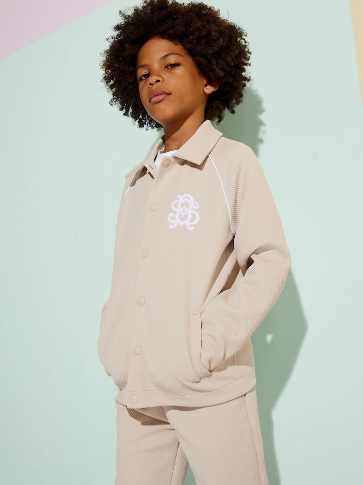 River Island Natural Button Through Jacket &amp; Joggers Set