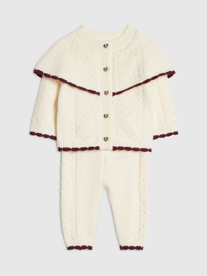 River Island Cream Cape Cardigan &amp; Trousers Set