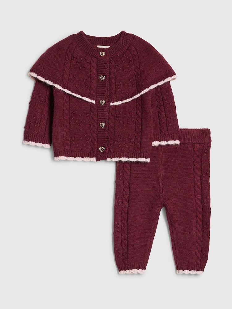 River Island Red Cape Cardigan &amp; Trousers Set