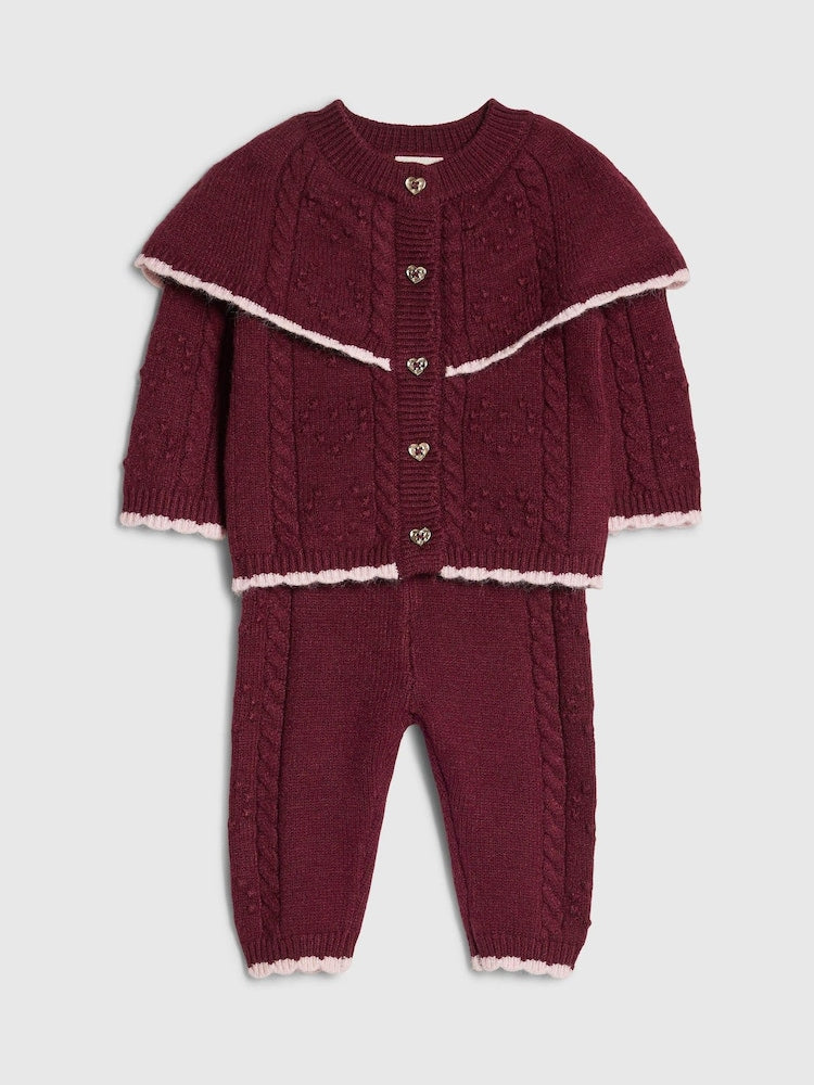 River Island Red Cape Cardigan &amp; Trousers Set