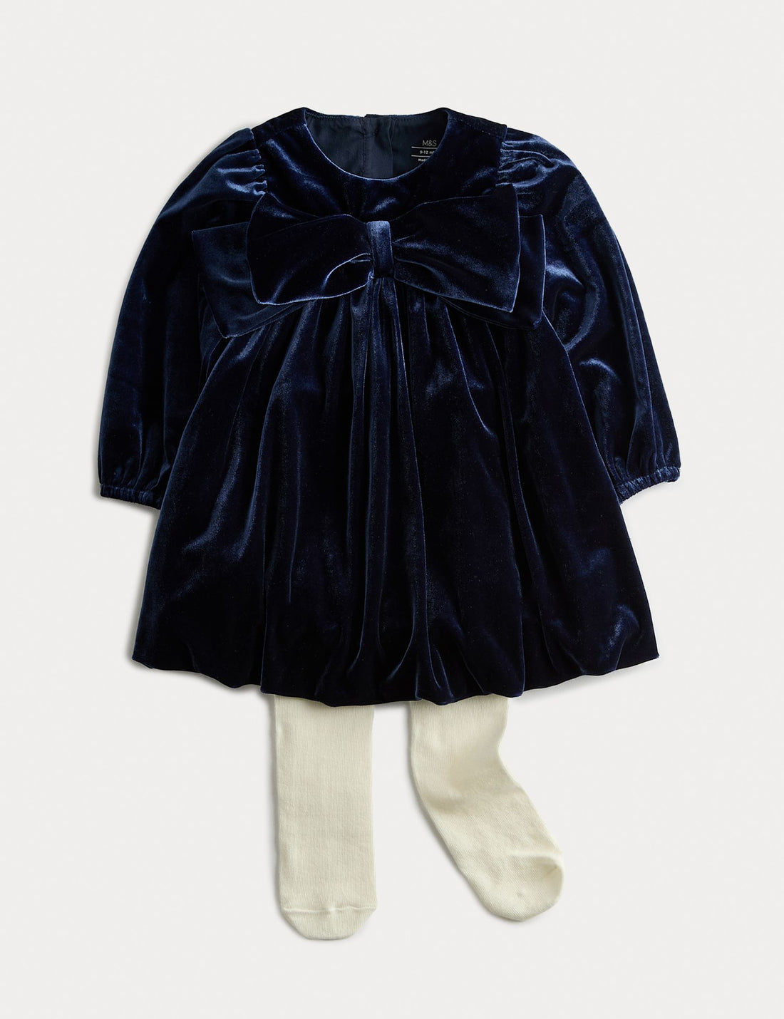 2pc Velvet Bow Dress with Tights (0-6 Yrs)