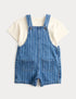 Denim Striped Bibshort with T-Shirt (0-3 Yrs) - DENIM / 12-18 Months