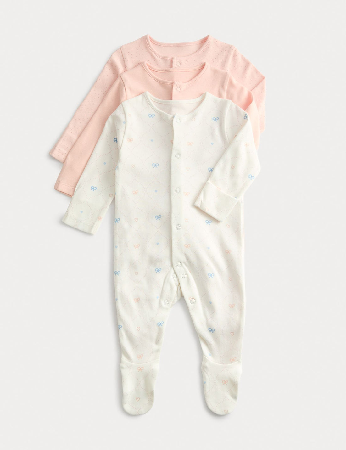 3 Pack Pure Cotton Printed Sleepsuits (0-3 Yrs) - APRICOT MIX / 12-18 Months