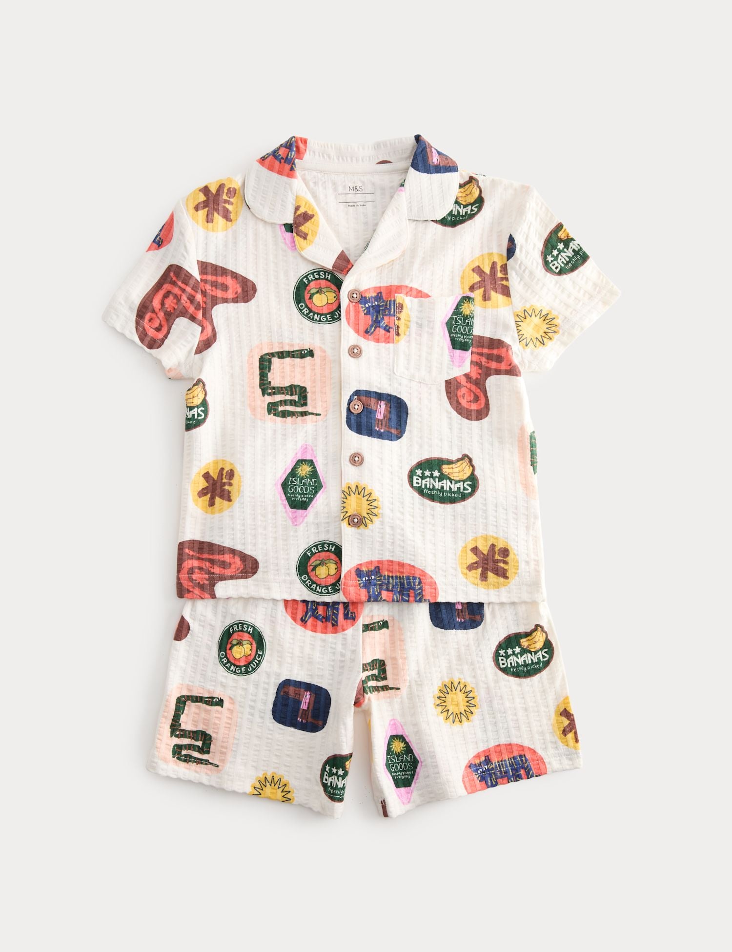 Pure Cotton Patterned Short Pyjamas (1-8 Yrs)