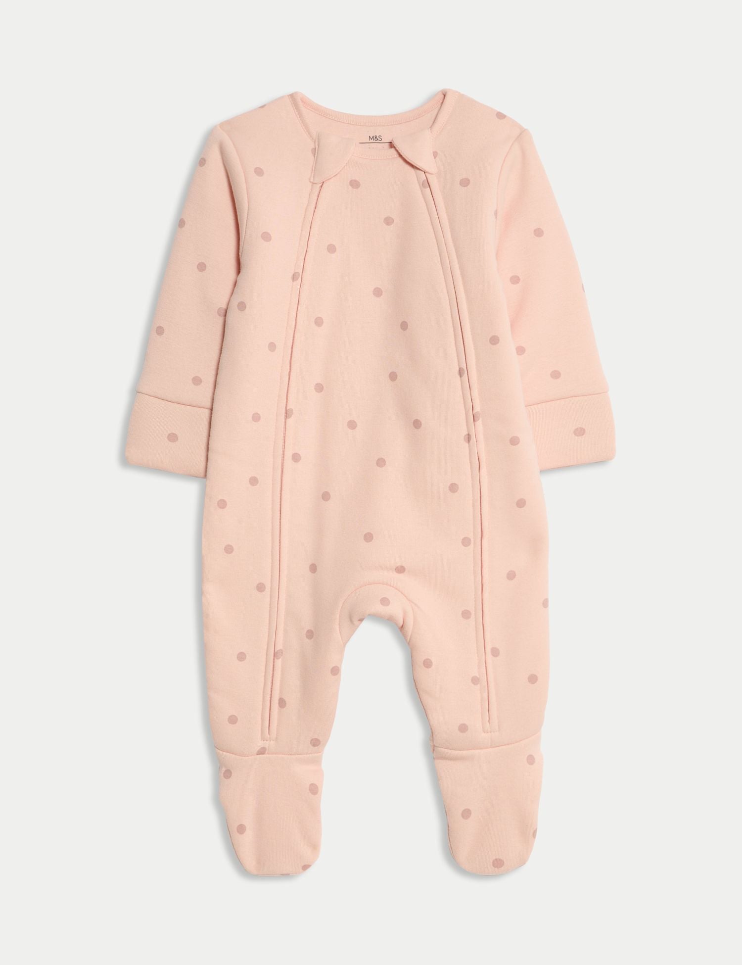 Pure Cotton 2.5 Tog Double Zip Sleepsuit (0-12 Mths) - PINK MIX / 0-3 Months
