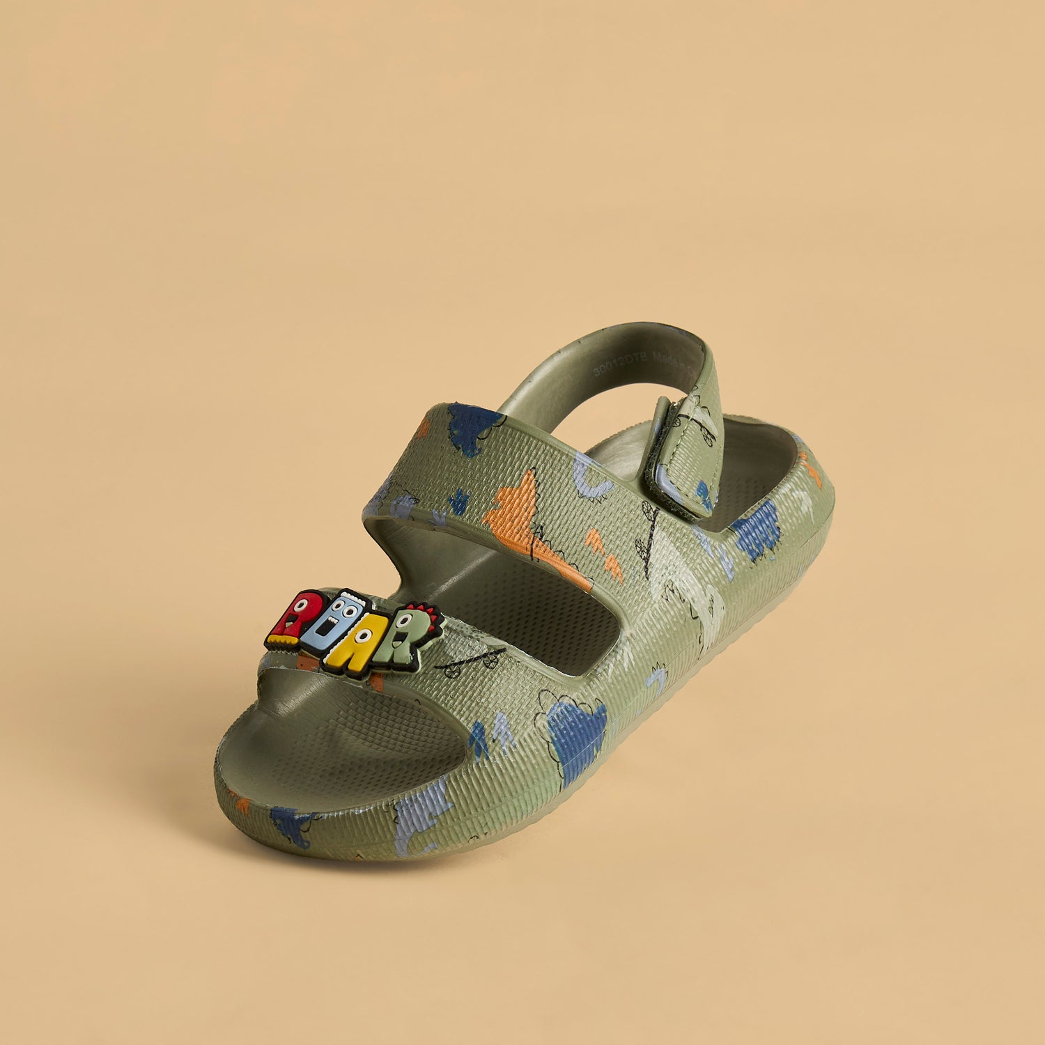 Dinosaur Print Sandals with Hook and Loop Closure