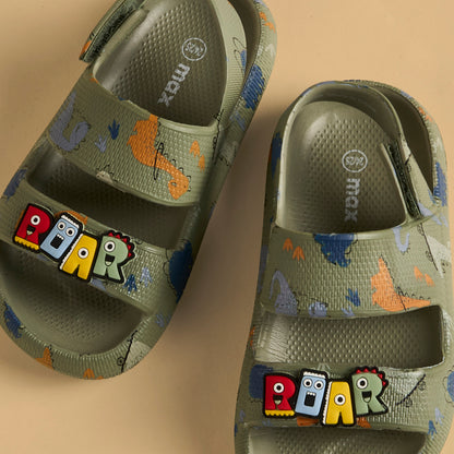 Dinosaur Print Sandals with Hook and Loop Closure