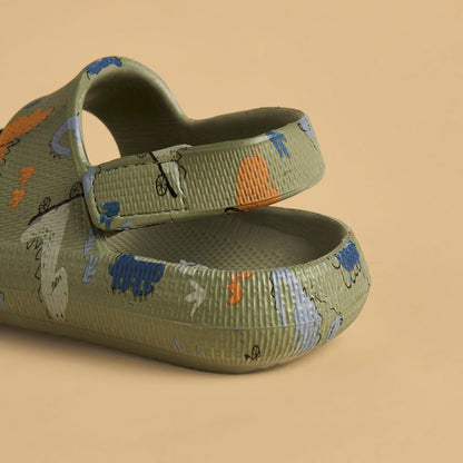 Dinosaur Print Sandals with Hook and Loop Closure
