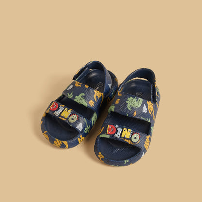 Dinosaur Print Sandals with Hook and Loop Closure