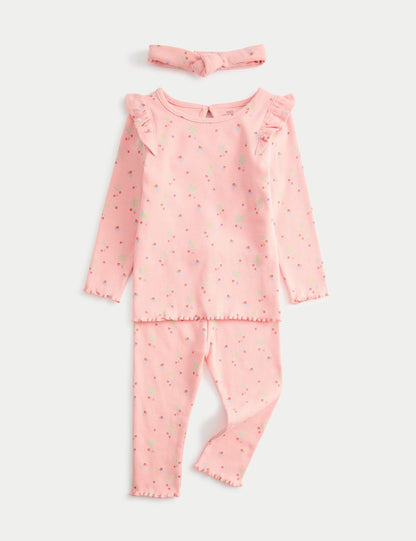 3pc Cotton Rich Jersey Strawberry Ditsy Outfit (0-3 Yrs) - PINK MIX / 18-24 Months