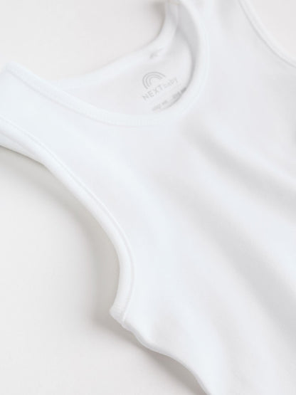 White 5 Pack Baby Vest Bodysuits