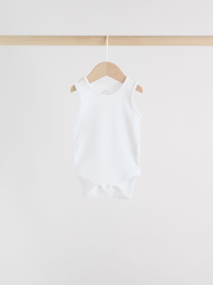 White 5 Pack Baby Vest Bodysuits