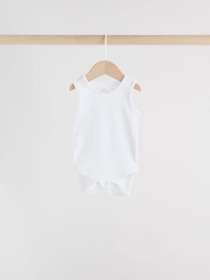 White 5 Pack Baby Vest Bodysuits