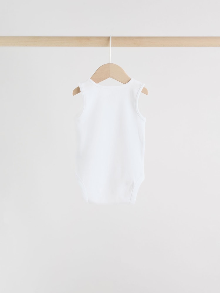 White 5 Pack Baby Vest Bodysuits