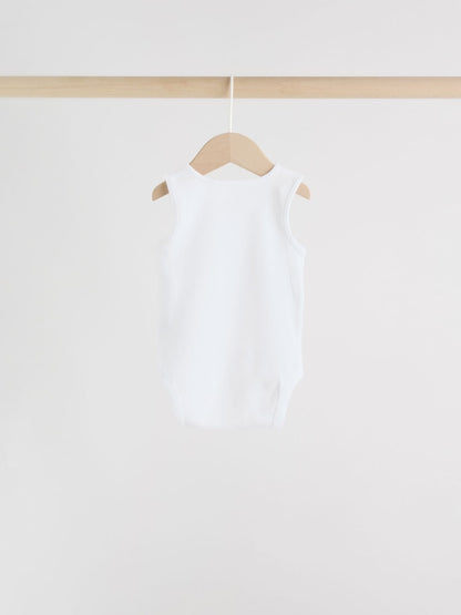 White 5 Pack Baby Vest Bodysuits
