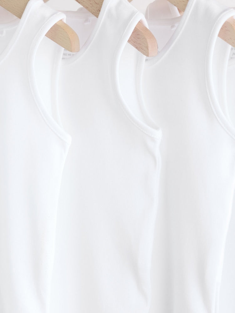 Image 44: White 5 Pack Baby Vest Bodysuits - Image 5 of 10