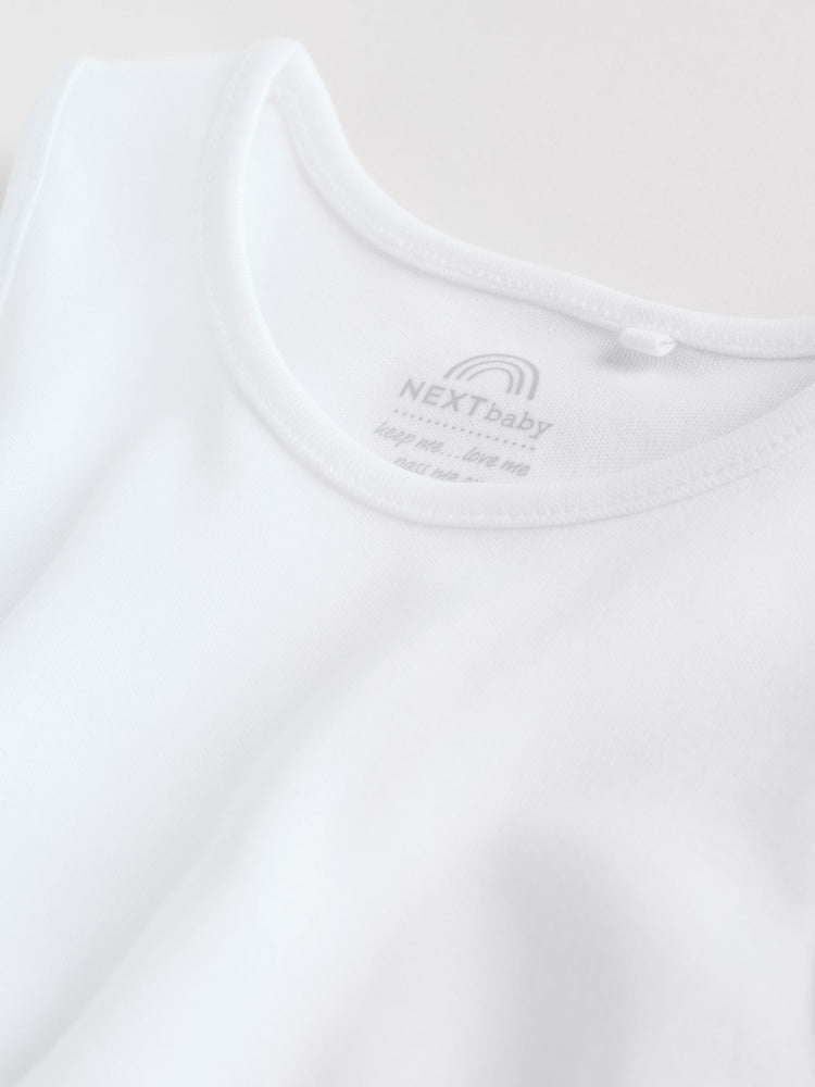 Image 46: White 5 Pack Baby Vest Bodysuits - Image 7 of 10