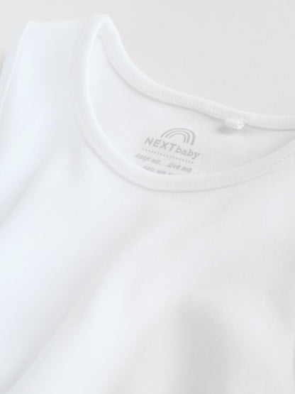 Image 46: White 5 Pack Baby Vest Bodysuits - Image 7 of 10