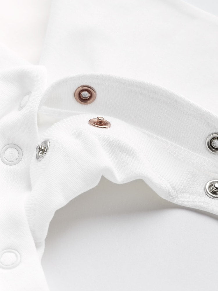 White 5 Pack 100% Cotton Baby Sleepsuits (0-18mths)