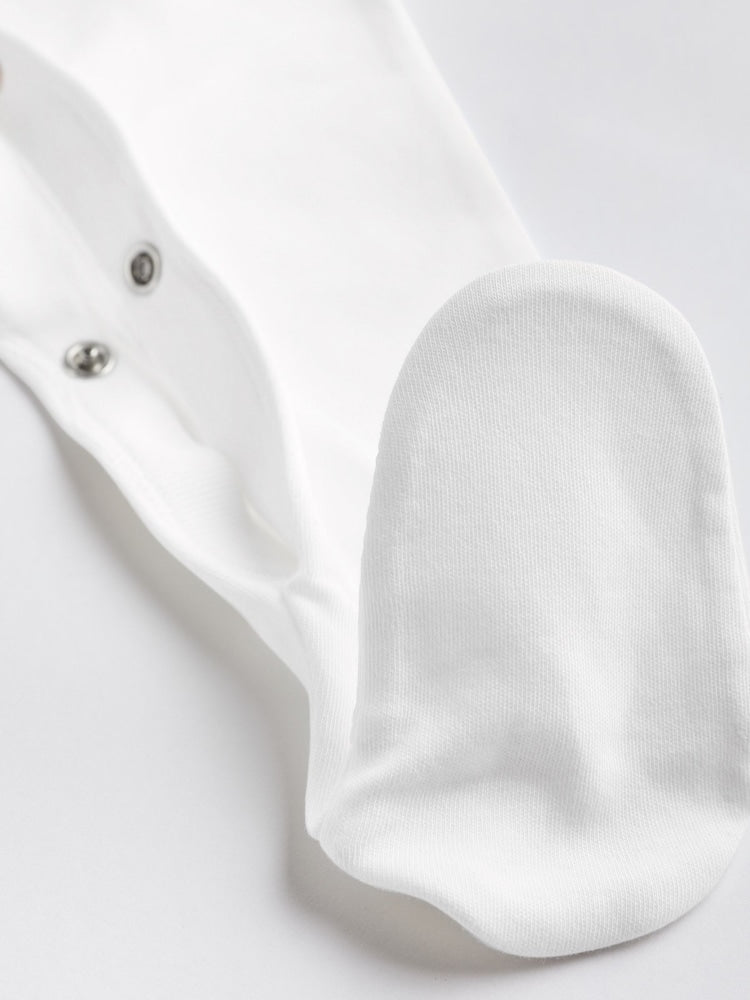 White 5 Pack 100% Cotton Baby Sleepsuits (0-18mths)