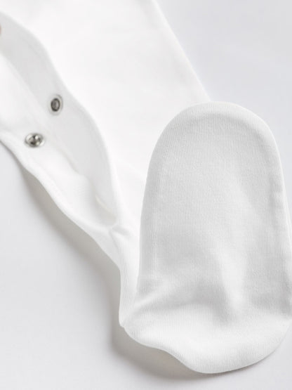 White 5 Pack 100% Cotton Baby Sleepsuits (0-18mths)