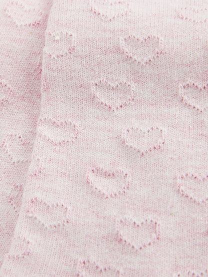 Pink Cotton Rich Textured Heart Tights - Size Up To 6 Months (50 - 68cm)