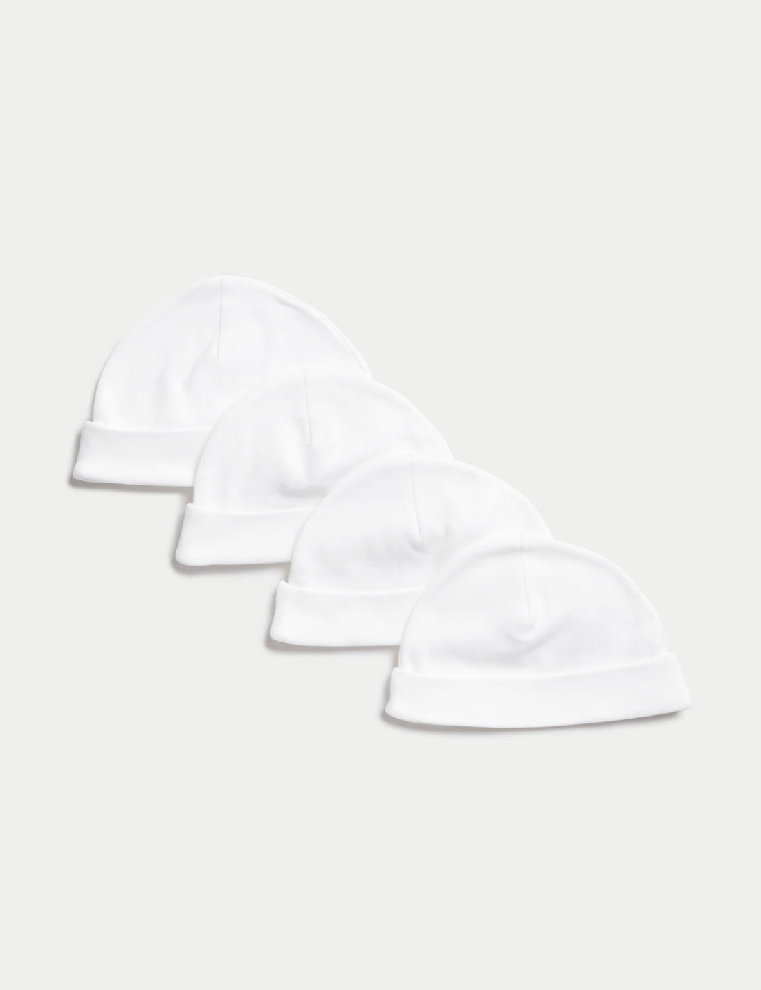 4 Pack Pure Cotton Hats (0-1 Yrs) - WHITE / 6-12 Months