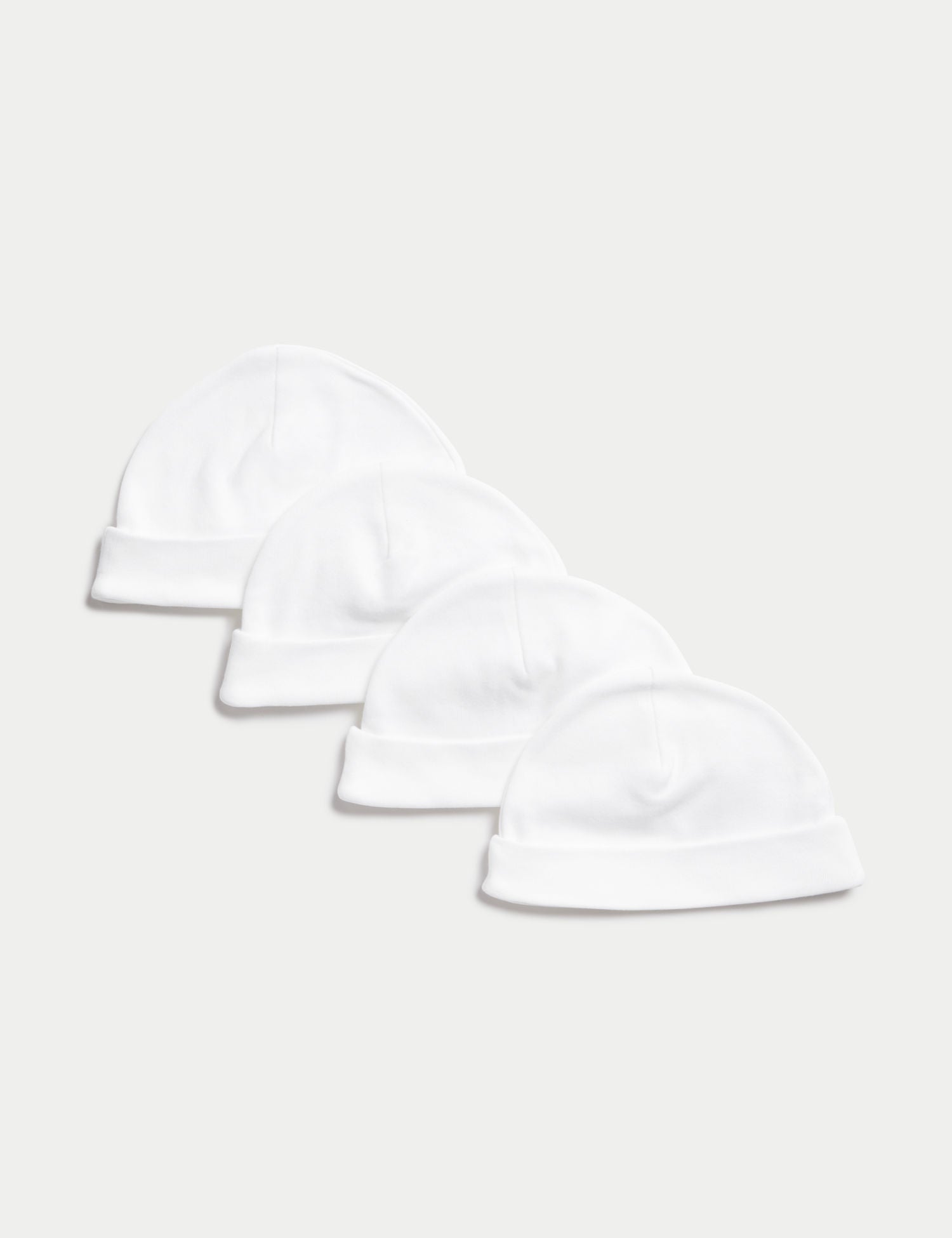 4 Pack Pure Cotton Hats (0-1 Yrs) - WHITE / 6-12 Months