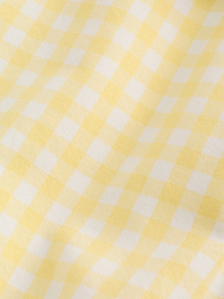 Yellow Gingham Lemon Embroidered Baby Hooded Jacket