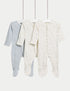 3 Pack Pure Cotton Dog Popper Footed Sleepsuits (0-3 Yrs) - BLUE MIX / 12-18 Months
