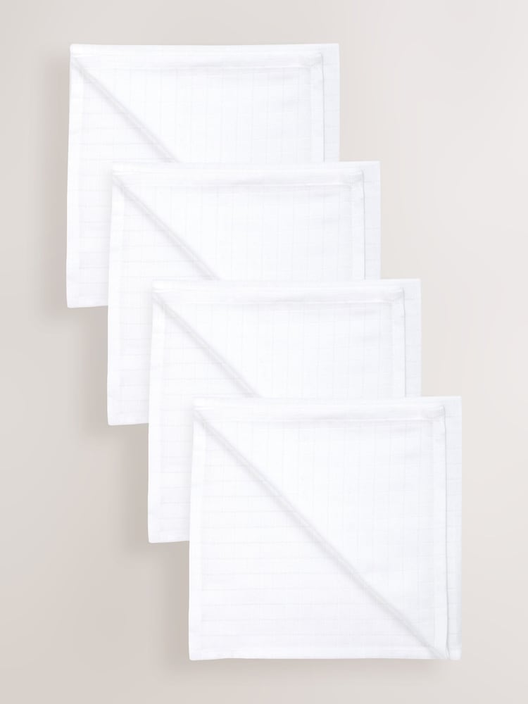 White 100% Cotton Muslin Baby Cloths 4 Pack