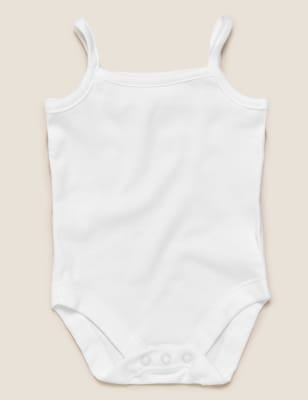 5 Pack Pure Cotton Strappy Bodysuits (6½lbs-3 Yrs)