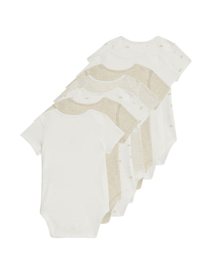 7 Pack Pure Cotton Patterned Bodysuits (5lbs-3 Yrs)