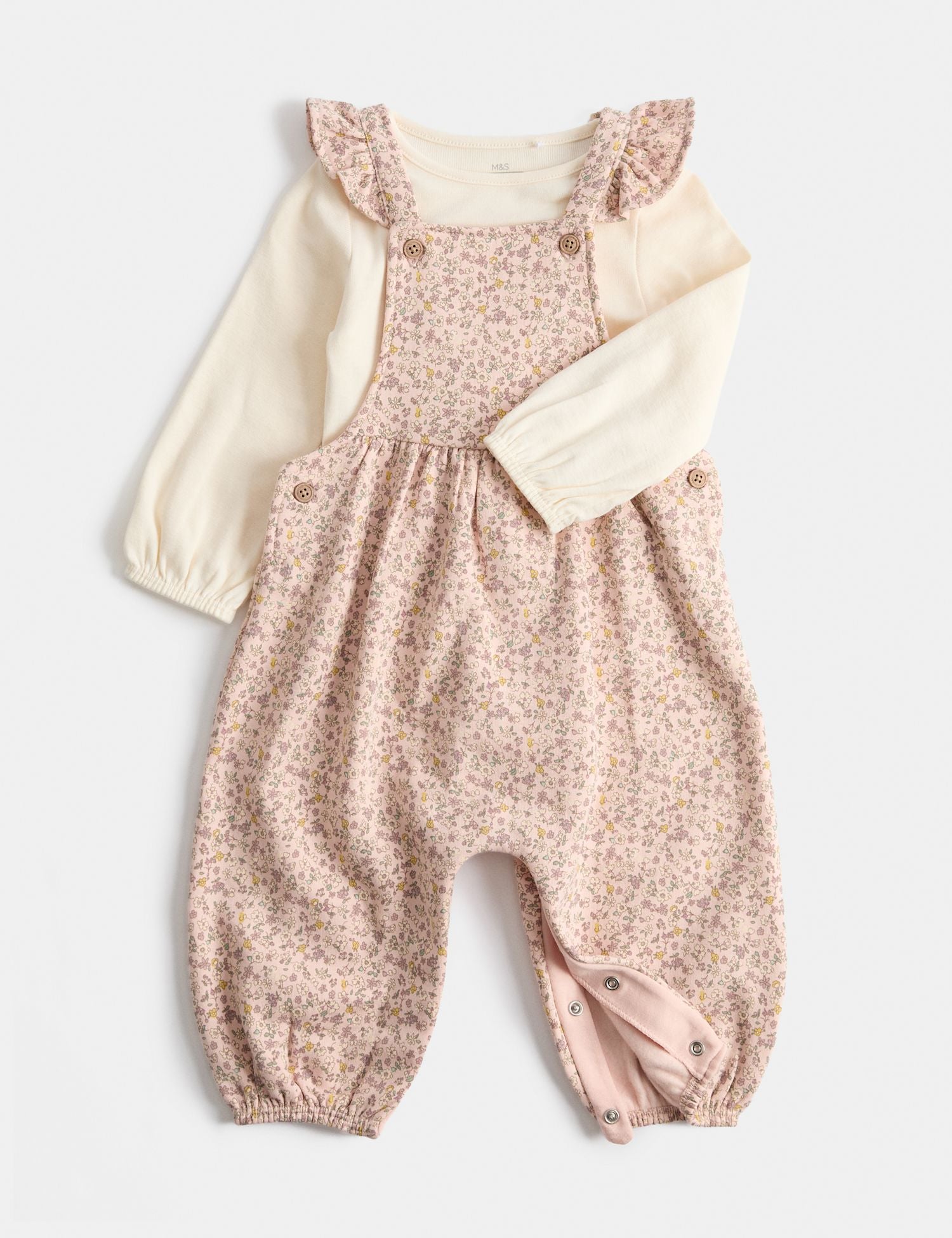 2 Piece Cotton Rich Ditsy Floral Dungarees (0-3 Yrs)