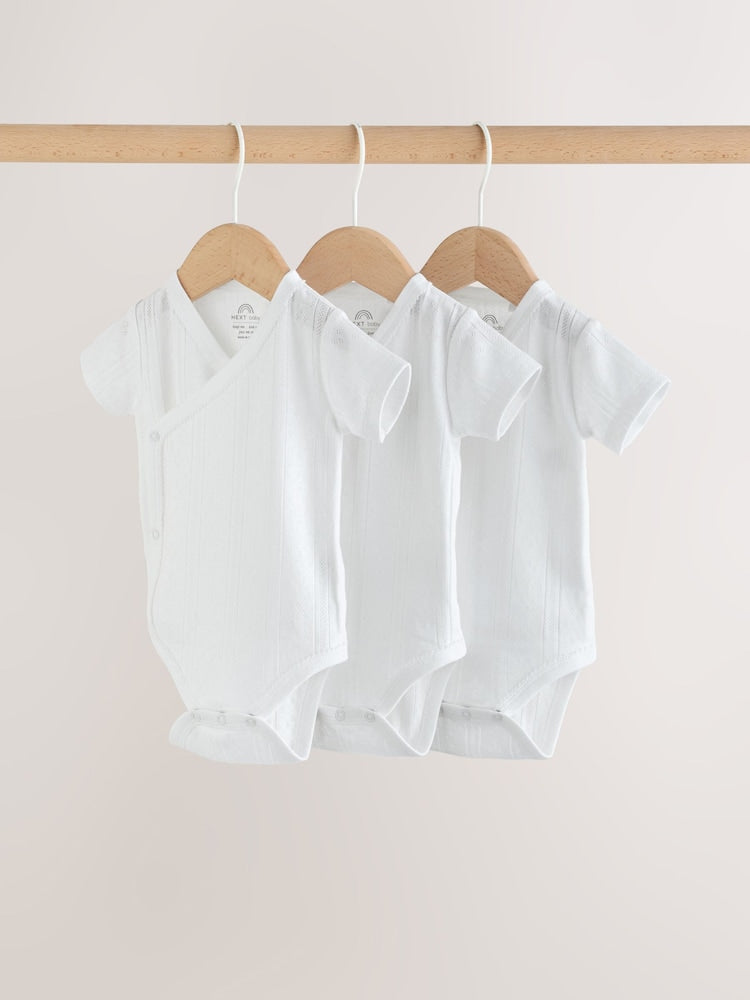 White Long Sleeve Baby Bodysuits 3 Pack