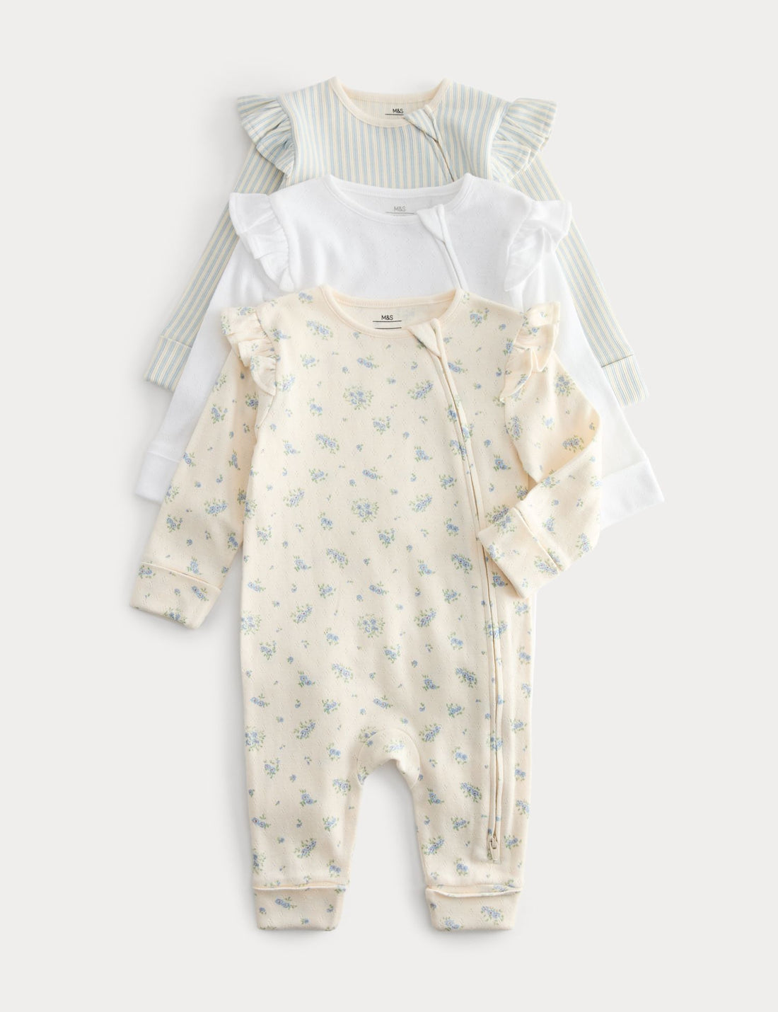 3 Pack Cotton Rich Sleepsuits (6&