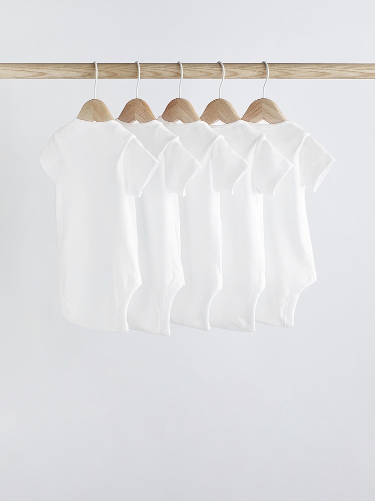 White Essential 5 Pack Short Sleeve Bodysuits