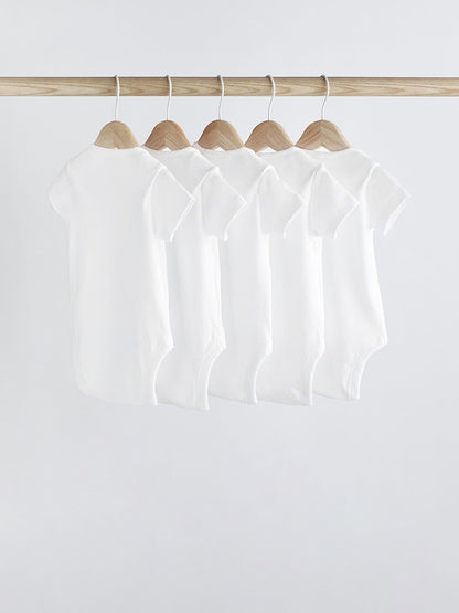 White Essential 5 Pack Short Sleeve Bodysuits
