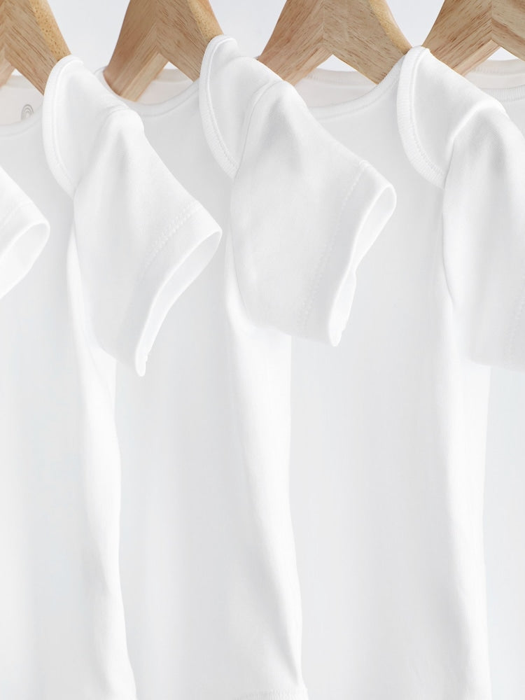 White Essential 5 Pack Short Sleeve Bodysuits