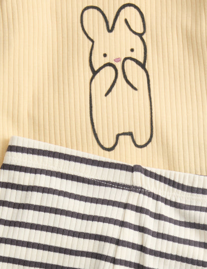 2pc Cotton Rich Bunny Outfit (0-3 Yrs) - YELLOW MIX / 12-18 Months
