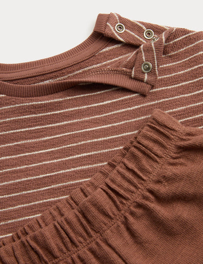 Pure Cotton Striped Shirt &amp; Navy Shorts (0-5 Yrs)
