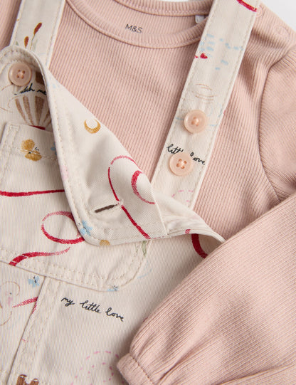Mouse Print Woven Dungaree Outfit (0 - 36 Mths)
