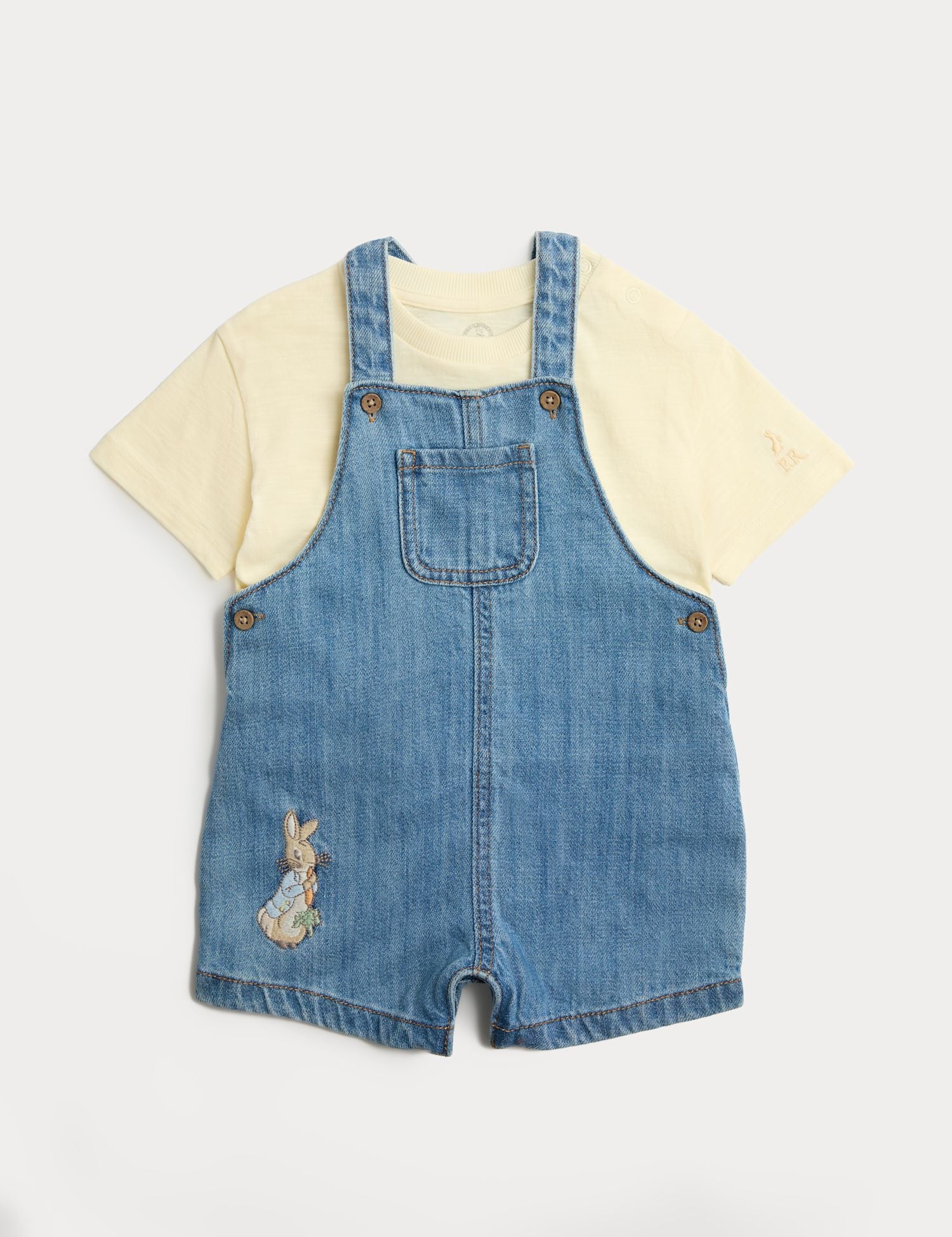 2 Piece Denim Peter Rabbit™ Bibshort Outfit (0-3 Yrs) - BLUE MIX / 12-18 Months