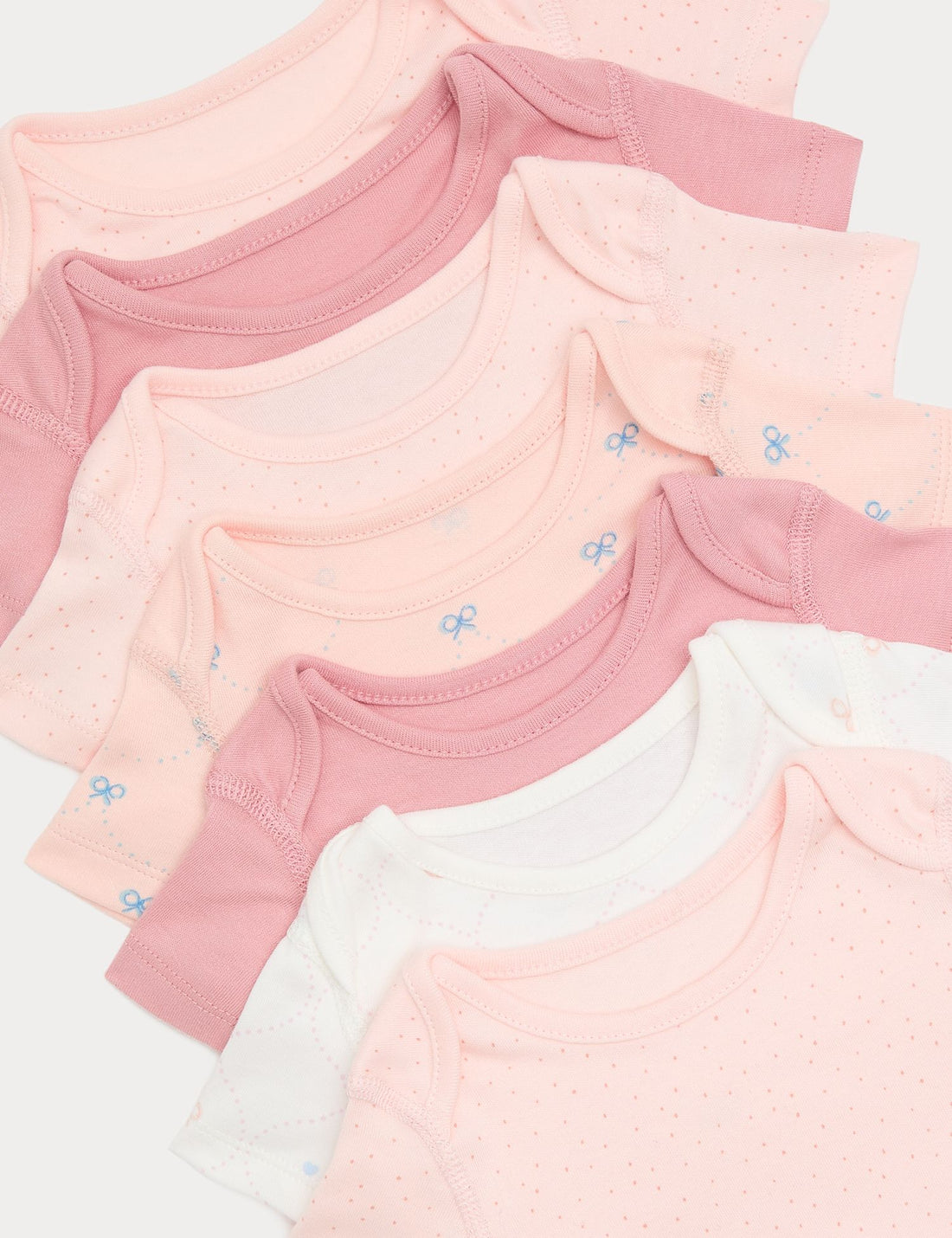 7 Pack Pure Cotton Bow Bodysuits (0-3 Yrs)